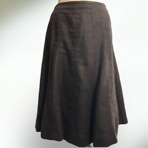 Talbots Irish Linen Skirt Womens 8 P Brown Tulip A Line Knee Length Academia